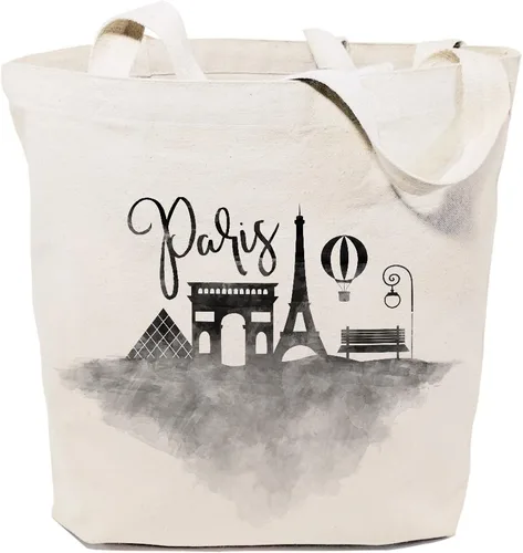 Vista 11 de The Cotton & Canvas Co. Bolso de hombro reutilizable para paisaje urbano, recuerdo, playa, compras y viajes Chicago