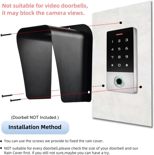 Vista 4 de Cubierta de lluvia para timbre de puerta, cubierta de control de acceso de metal, protector de cámara de video, timbre de acero laminado en frío