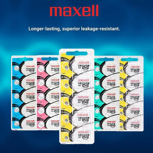 Vista 4 de Paquete de 5 baterías de reloj de óxido de plata Maxell SR516SW SR62 317 D317
