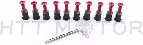 Vista 3 de XKMT-Kit de tornillos redondos rojos para parabrisas compatible con CBR 600rr 1000rr/Suzuk GSXR 600 750 1000/R1 R6 R6s/ Kawasak ZX6R ZX9R ZX10R