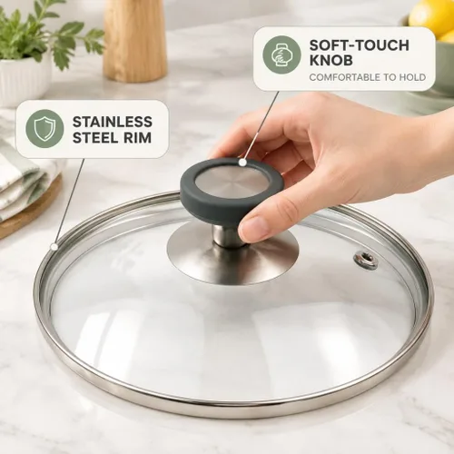 Vista 6 de Tapa de cristal transparente de 6 pulgadas para sartén de repuesto