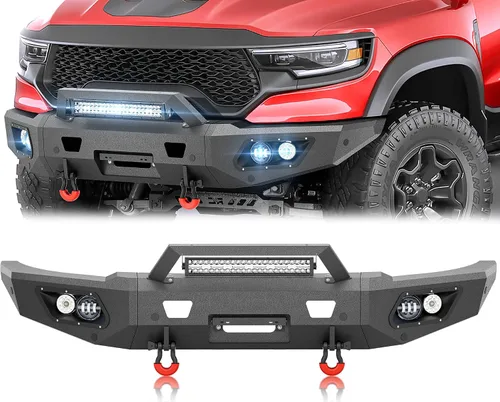 Vista 15 de YZONA Parachoques delantero y trasero compatible con Land Rover Discovery 2 1999-2004 Parachoques Rock Crawler con placa de cabrestante, receptor