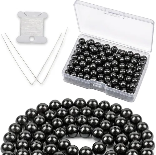 Vista 10 de Cherry Tree Collection 100 cuentas redondas de 6 mm de turquesa africana para hacer joyas Incluye caja de almacenamiento, cordón elástico