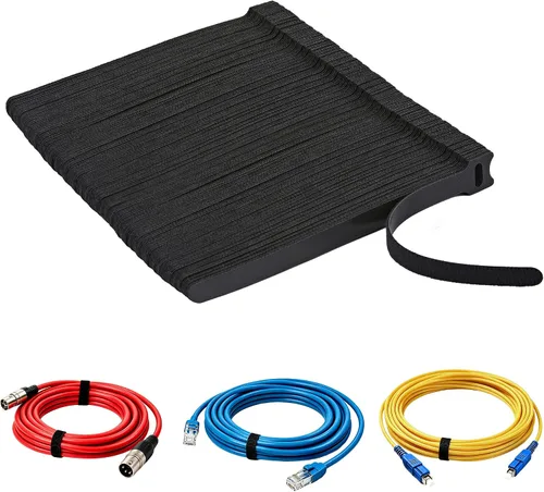 Vista 14 de 70 bridas reutilizables con gancho y bucle, bridas de alambre ajustables multiusos para organización de cables y 10 etiquetas para cables