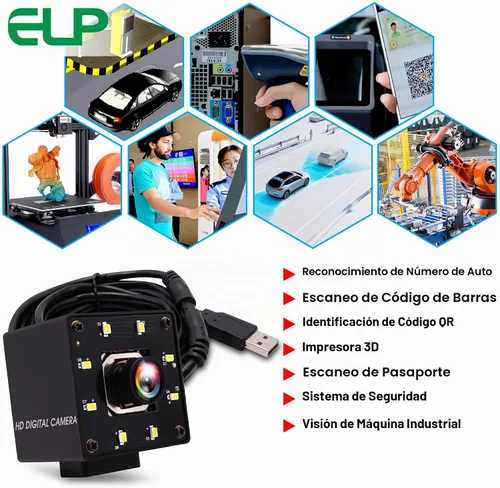 Vista 7 de ELP Cámara USB 4K Visión Nocturna 8MP Autofoco Webcam para Computadora Mini UVC USB2.0 Lightburn Cámara IMX415 USB Cámara de Seguridad Cámara PC