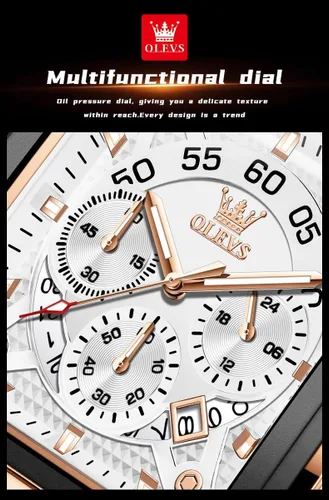 Vista 7 de OLEVS Elegante reloj de pulsera para hombre, correa de silicona, cronógrafo de acero inoxidable Pro Diver, reloj cronógrafo de fecha impermeable