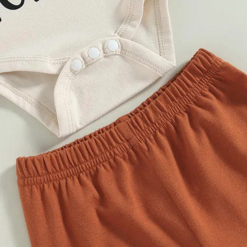 Vista 6 de Conjunto de ropa para bebé niña de manga corta con estampado de vaca + pantalones acampanados, ropa occidental