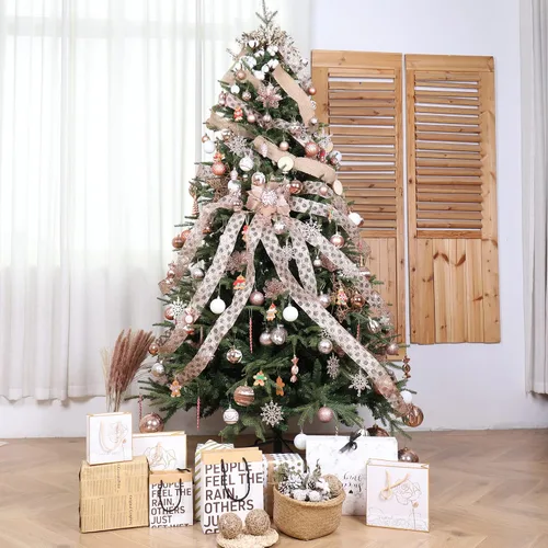 Vista 6 de Paquete de 100 bolas de Navidad inastillables, adornos decorativos de Navidad para árbol de Navidad, oro rosa