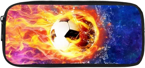 Vista 26 de COEQINE Estuches escolares para niños, con patrón de fútbol, para escuela secundaria, organizador de lápices de gran capacidad con cremallera