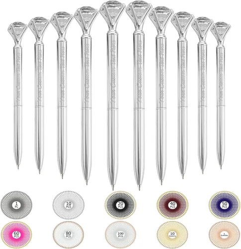 Vista 25 de Hasta 100 bolígrafos de diamante personalizados a granel con nombre, bolígrafo de impresión personalizada con logotipo de negocios grabado, mensaje