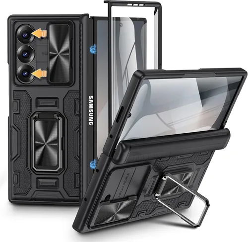 Vista 16 de VEGO Funda para Galaxy Z Fold 4 con Cubierta de Cámara Deslizante y Protección de Bisagra Funda con Protector de Pantalla Soporte Magnético de 360°
