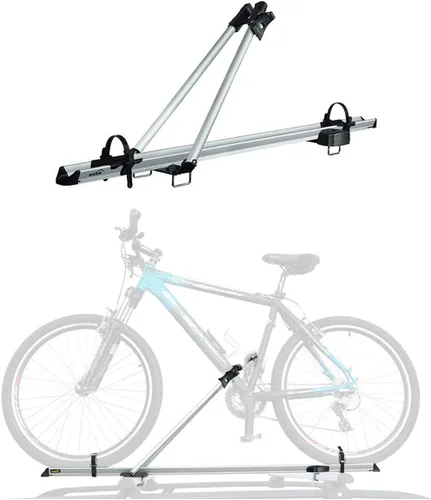 Vista 13 de OMAC Soporte para bicicleta de montaje en techo para coche, portador de bicicleta, universal, con cerradura negra