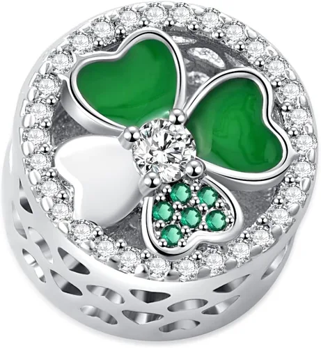 Vista 2 de Abalorio de trébol de cuatro hojas de la suerte para pulsera Pandora Charm