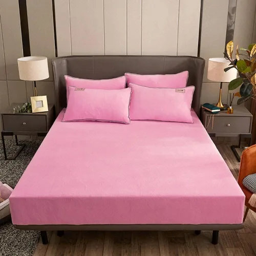 Vista 12 de Sábana bajera suave para invierno, cálidas, antideslizantes, de terciopelo cristalino, para dormitorio, casa de familia, color puro, para cama Azul