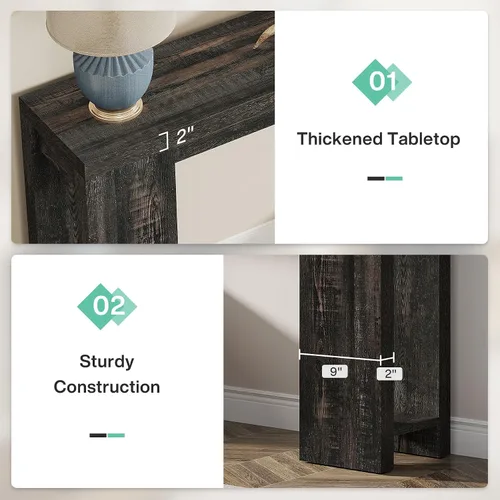 Vista 7 de Tribesigns Mesa Consola Extra Larga de 70.9 Pulgadas, Mesa de Sofá de Madera Estilo Granja Detrás del Sofá, Mesa de Acento Estrecha para Entrada