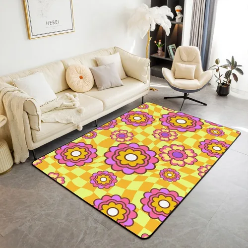 Vista 30 de Groovy Flower Power - Alfombra de 3 x 5 pulgadas, bonita alfombra floral bohemia 60S 70S, alfombra hippie para niños, niñas, adolescentes y mujeres