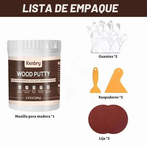 Vista 6 de Kenbry - Masilla de relleno de madera de 9.87 onzas, relleno de madera Masilla de madera blanca de 9.88 oz