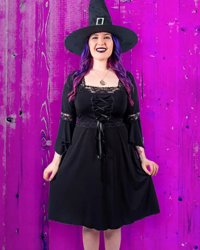 Vista 5 de Dare to Wear Vestido de corsé renacentista vestido de bruja gótica victoriana atemporal para mujer, para uso diario, Halloween, cosplay, festivales