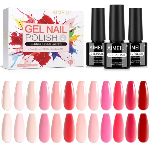 Vista 13 de AIMEILI Juego de esmaltes de uñas de gel nude – 12 colores sin hema, gelatina neutra, rosa, blanco lechoso, efecto transparente, manicura