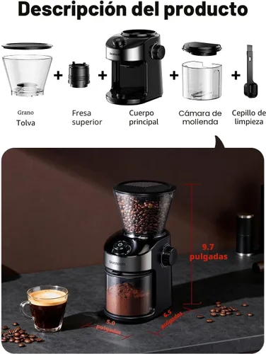 Vista 6 de SHARDOR Molinillo de café eléctrico con 32 tamaños de molienda, actualizado