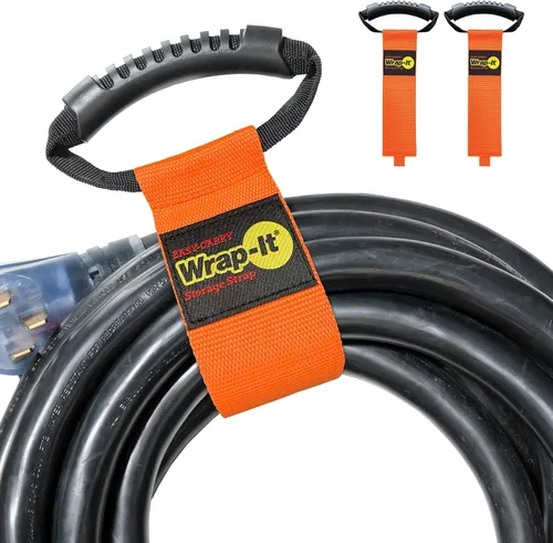 Vista 10 de Correas Wrap-It Storage de fácil transporte – 22 pulgadas (paquete de 2) – Correa de transporte de gancho y bucle de alta resistencia, colgador