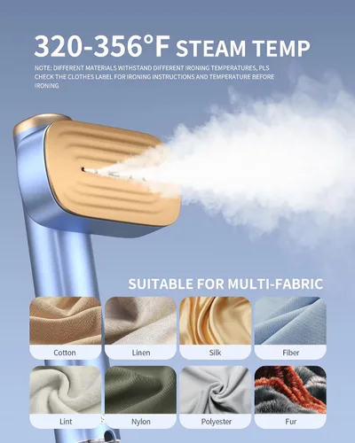 Vista 5 de MIYOKO Vaporizador de ropa 2 en 1, plancha de vapor de mano de 1200 W con dos tanques de agua (3.38 y 6.09 Oz.), calentamiento rápido de 15 s, vapor