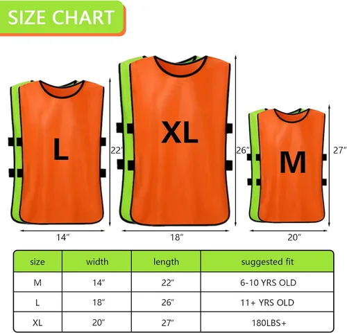 Vista 2 de brooman Scrimmage - Chaleco de entrenamiento para niños, jóvenes y adultos, camiseta de práctica de fútbol atlético (12 y 24 unidades)