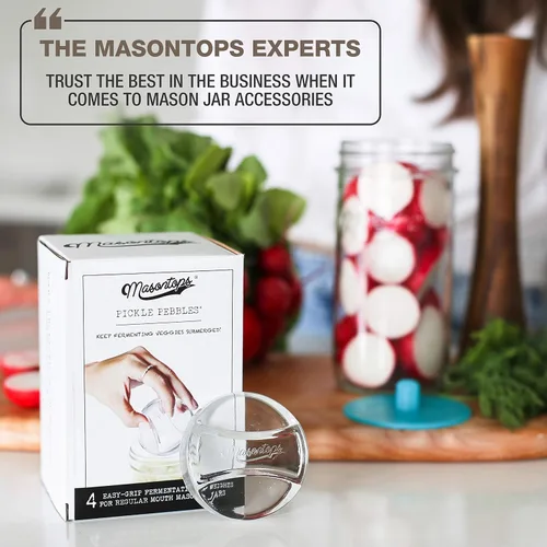 Vista 6 de Masontops Pickle Pebble Glass Infinity Pesas para fermentar – Juego de pesas para decapado – Combo ancho/regular