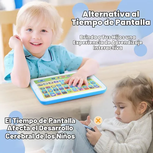 Vista 4 de PLAY Juguetes bilingües de aprendizaje de español e inglés para niños pequeños de 1 a 3 años, tableta de aprendizaje interactiva para niños