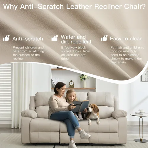 Vista 4 de Juego de sofá cama reclinable con silla chaise lounge, sillón reclinable de cuero, sofá biplaza para sala de estar, asientos de teatro