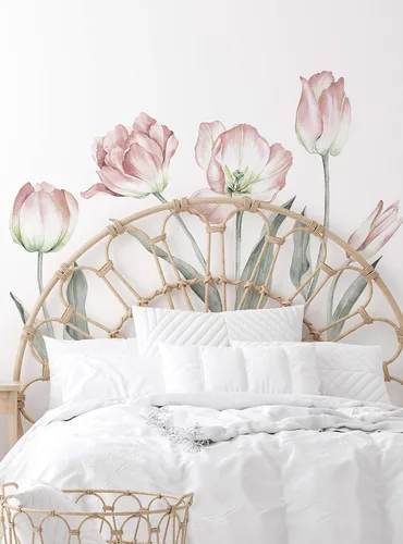Vista 3 de Garden Tulips - Vinilo adhesivo para pared, despegar y pegar (rubor)