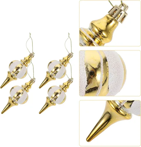 Vista 5 de Amosfun Adornos colgantes para árbol de Navidad, 4 piezas de colgantes de calabaza pintados, decoraciones de Navidad para árbol, mesa, chimenea