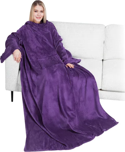 Vista 28 de PAVILIA Wearable Blanket with Sleeves for Adult Women Men, Cozy Fleece Warm Wrap Throw with Arms, Gifts for Christmas, Wife