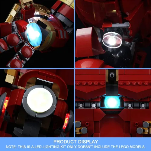 Vista 3 de VONADO Kit de luz LED - Música compatible con Hulkbuster (sin modelo Lego, solo luz)