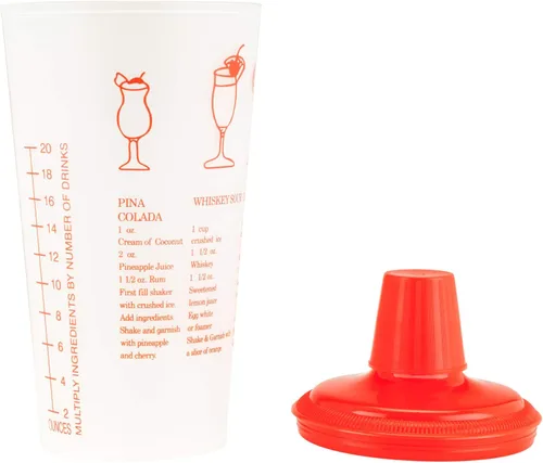 Vista 3 de Collins - Coctelera roja para recetas con tapa y colador integrado, 30 onzas Rojo