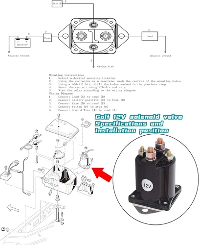 Vista 4 de Solenoide de arranque de coche Club de 12 V, solenoide de carrito de golf a gas para Club Car 1984 en adelante DS/04+ precedente solenoide de gas