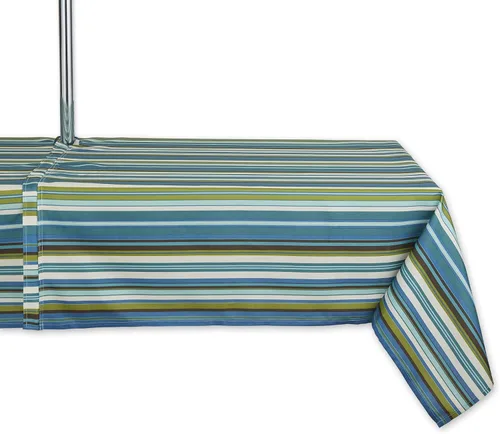 Vista 14 de DII Summer Stripe - Colección de mesa con cremallera para exteriores, multiusos, lavable a máquina, mantel, 60 pulgadas redonda, casa de playa