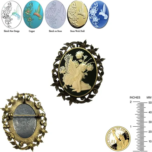 Vista 3 de Yspace Broche Cameo Pin Decoración Clásica Latón Antiguo Collar Combinación Moda Joyería Bolsa para Regalo