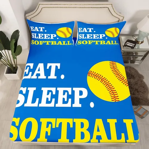 Vista 121 de Feelyou Juego de sábanas de béisbol para niños, juego de sábanas con temática deportiva de pelota, tamaño individual, para niños, adolescentes