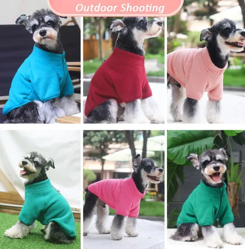 Vista 4 de Suéter de forro polar con cremallera completa para perro, chaqueta de forro polar para perro, abrigo de invierno para perro, ropa cálida para perros
