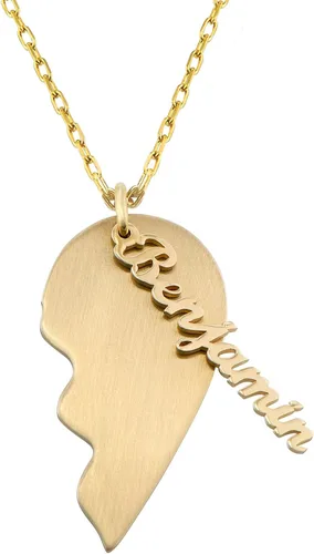 Vista 2 de MYKA - Collar de corazón roto unisex personalizado con dijes colgantes con nombre, para él, hombres o ella, joyería personalizada para parejas
