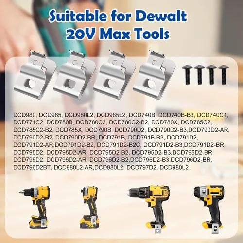 Vista 6 de 10 clips para cinturón para Dewalt, kit de clips de herramientas de taladro de acero inoxidable 304 con tornillos para Dewalt N268241 apto