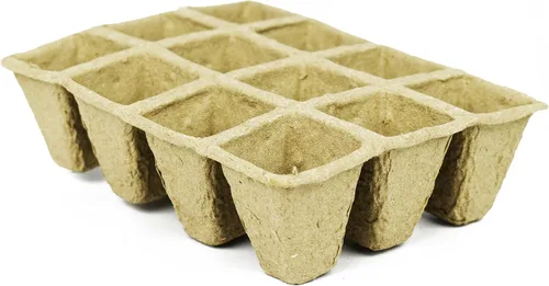 Vista 3 de Juego de 6 macetas de turba biodegradables y ecológicas. Bandeja de 12 macetas de 3 pulgadas - Macetas de turba recicladas no blanqueadas perfectas