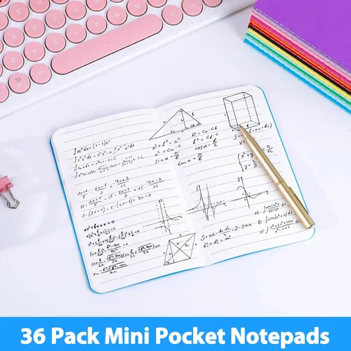 Vista 3 de Paquete de 36 cuadernos pequeños rayados a granel, mini cuadernos de bolsillo, mini cuadernos de notas para estudiantes, viajeros, suministros