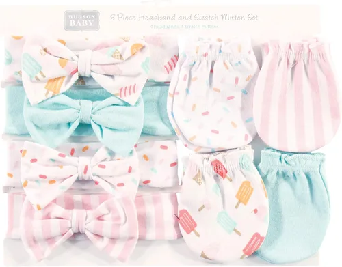 Vista 79 de Hudson Baby Conjunto de diadema de algodón y manoplas para rascar para bebé