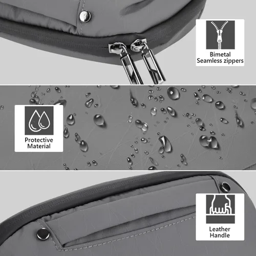 Vista 4 de Bolsa organizadora de artículos electrónicos de viaje, color gris oscuro La funda de bolsa almacena cables, cargadores y otros accesorios