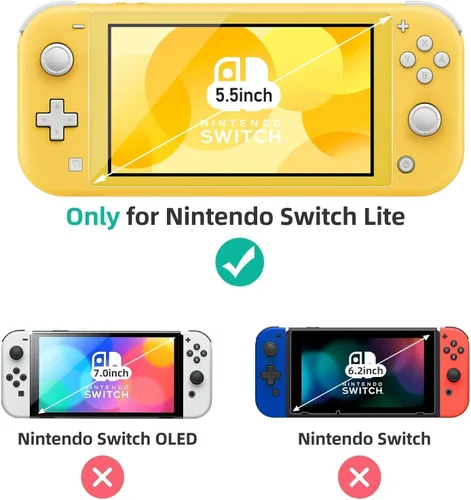 Vista 2 de Linsaner Protector de pantalla de vidrio templado de 2 piezas, hecho a medida para Nintendo Switch Lite HD, antiarañazos, transparente