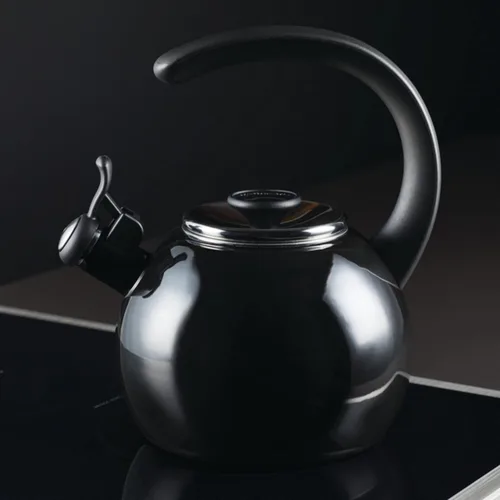 Vista 7 de Circulon Tetera silbante esmaltada en acero con boquilla abatible, 2 cuartos de galón - negro
