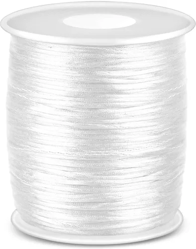 Vista 9 de anezus - Cordón de satén de nailon negro, cordón de nailon negro sedoso para pulseras trenzadas, collares colgantes, llaveros de macramé, cordones