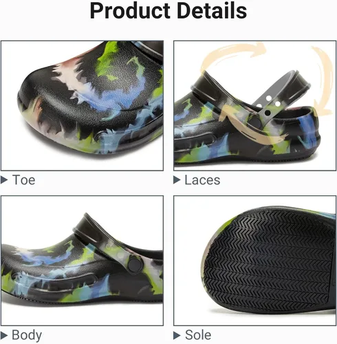 Vista 4 de Zapatos de chef antideslizantes para hombre, zuecos de trabajo de enfermería impermeables para cocina, zapatos para trabajar en restaurante de hombre